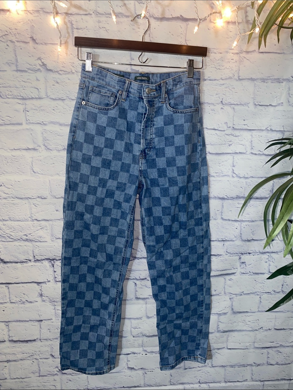 Wild Fable High-rise Straight Checkerboard Blue Jeans - Picture 2 of 5